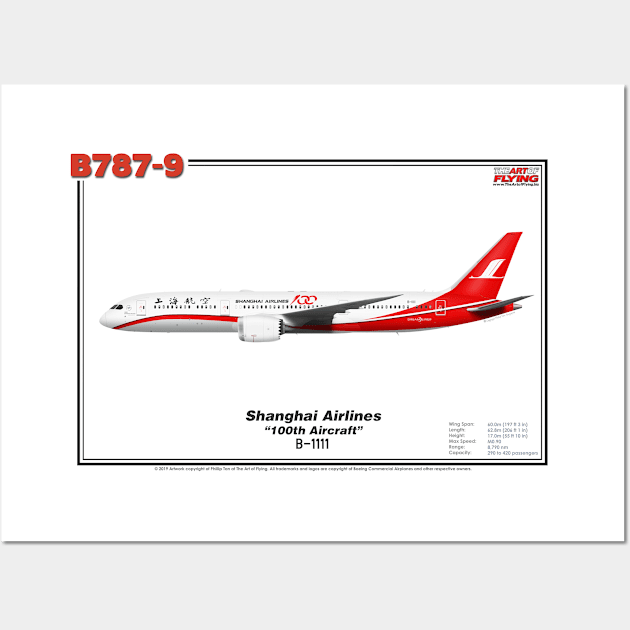 Boeing B787-9 - Shanghai Airlines "100th Aircraft" (Art Print) Wall Art by TheArtofFlying